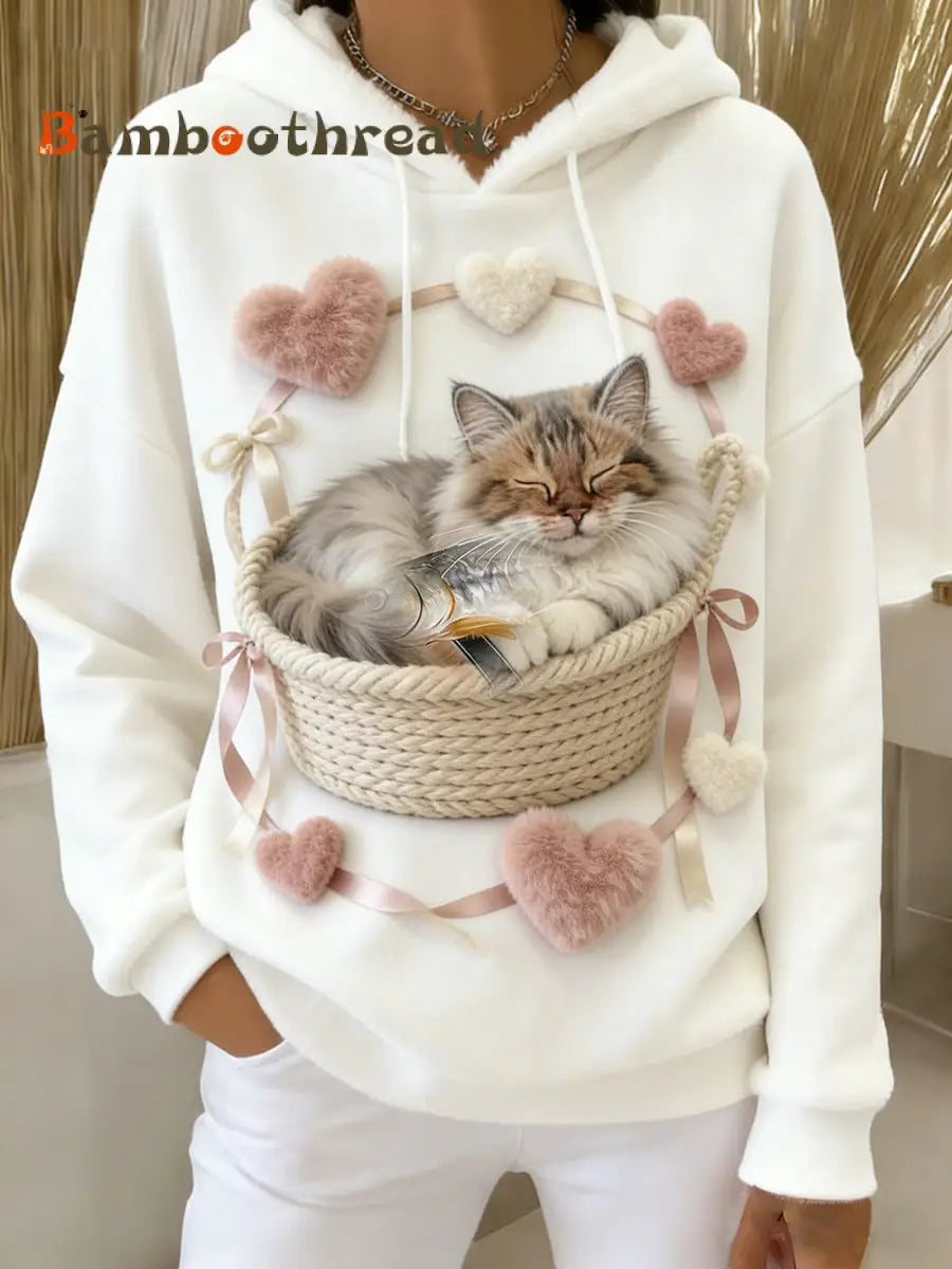 Women’s Retro Animal Art Print Comfortable Flannel Hooded Sweatshirt A / S