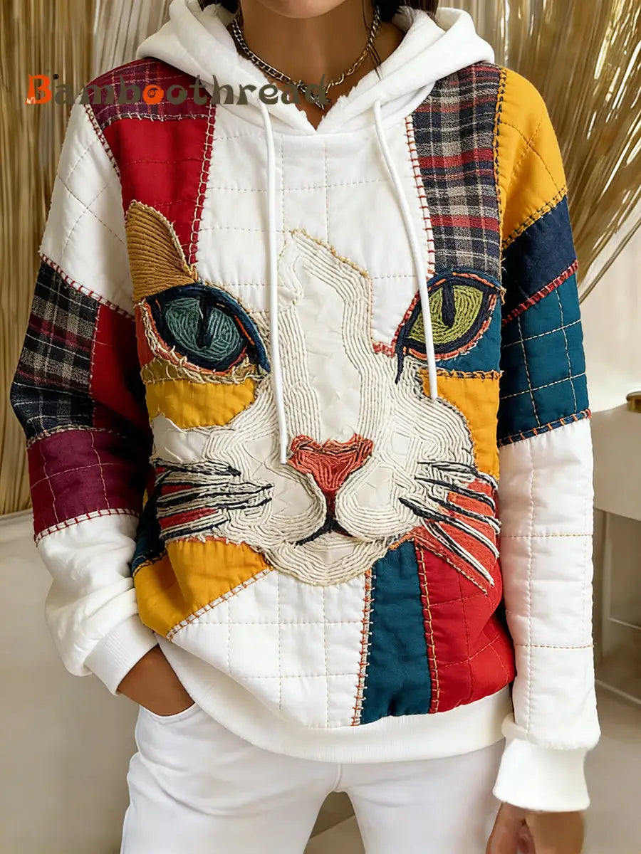 Women’s Retro Animal Art Print Comfortable Flannel Hooded Sweatshirt A / S