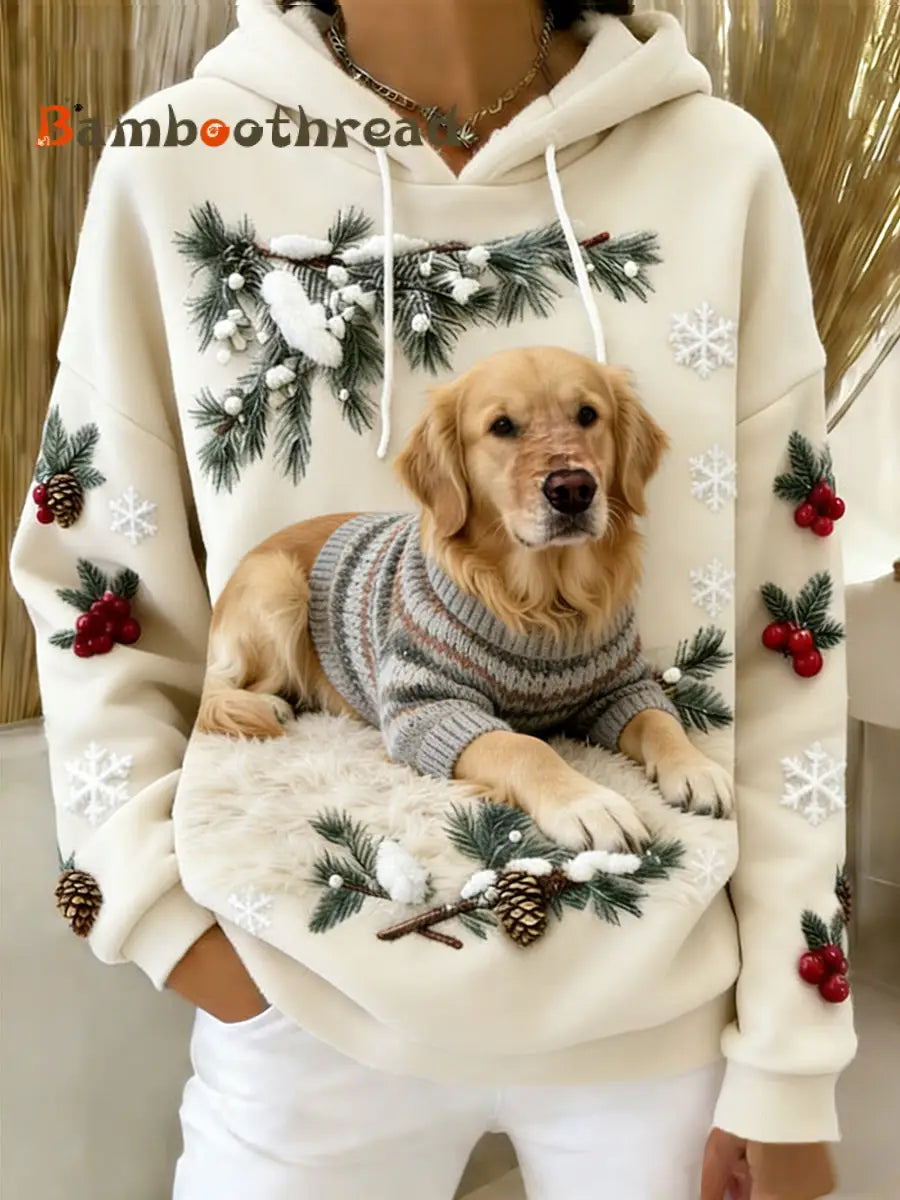 Women’s Retro Animal Art Print Comfortable Flannel Hooded Sweatshirt A / S