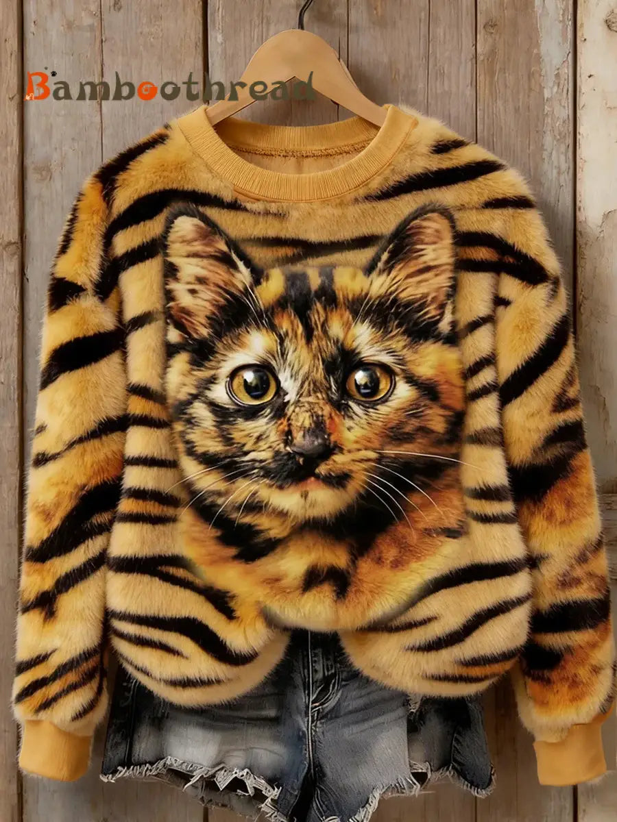 Women’s Retro Animal Art Print Comfortable Flannel Top A / S