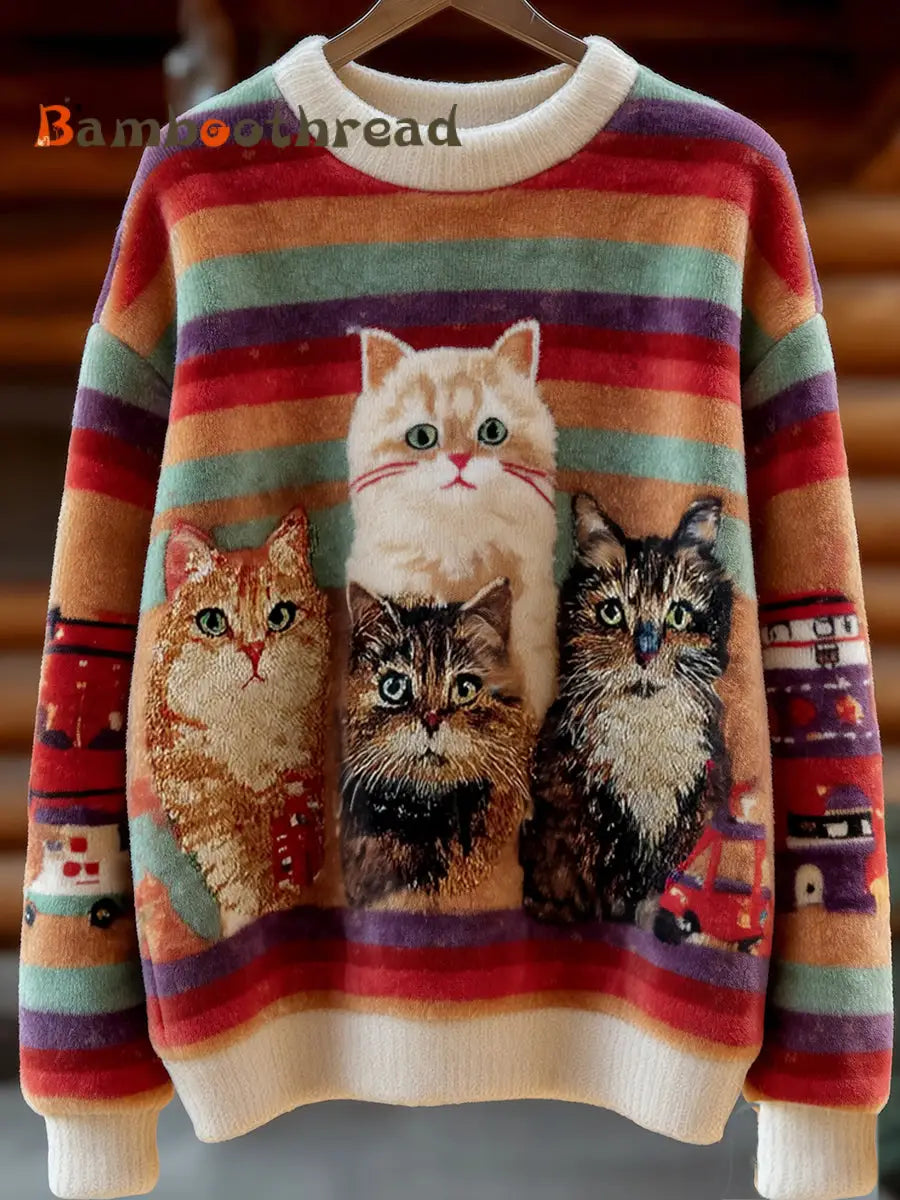 Women’s Retro Animal Art Print Comfortable Flannel Top A / S