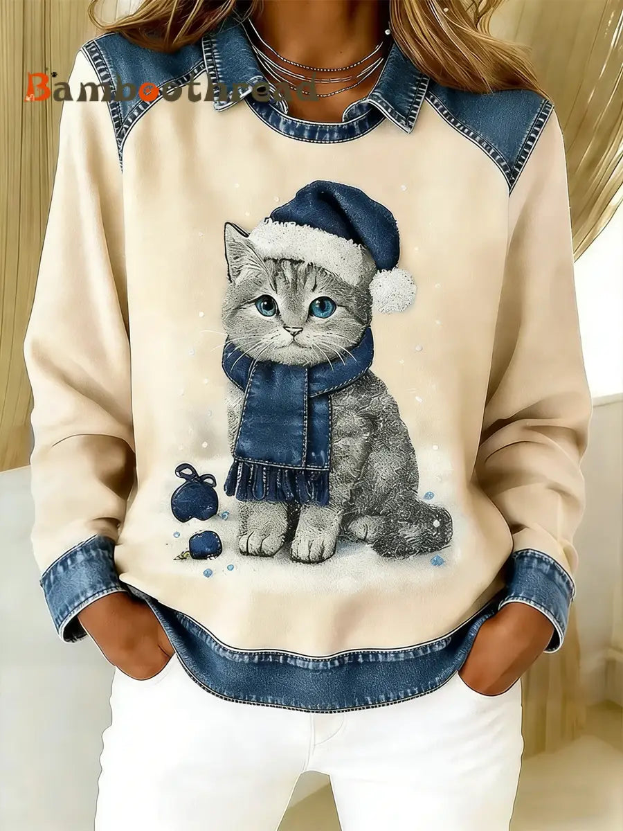 Women’s Retro Animal Art Print Comfortable Sweatshirt As picture / S