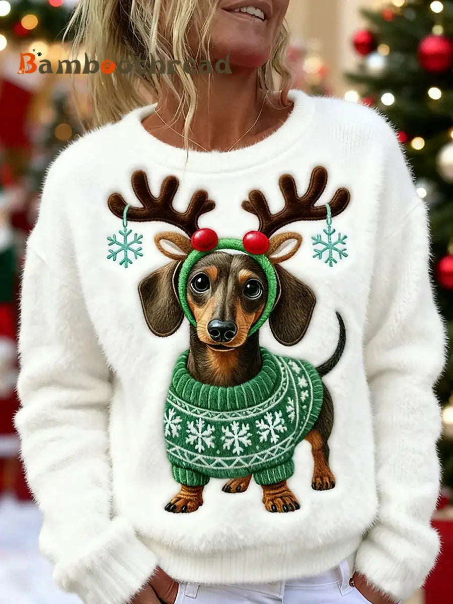 Women’s Retro Animal Christmas Art Print Casual Flannel Top A / S