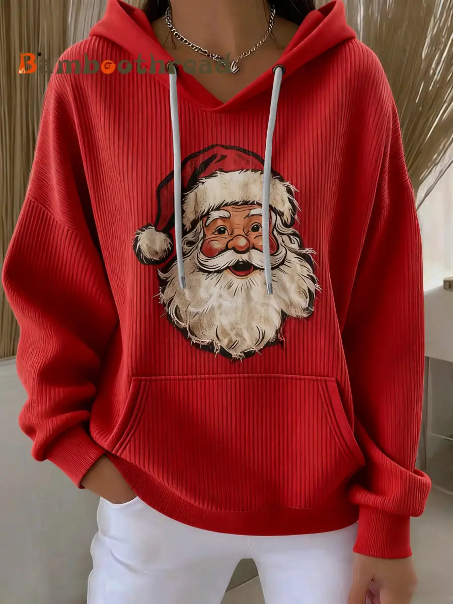 Women’s Santa Claus Print Casual Hoodie Red / S