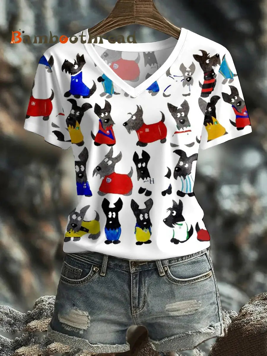 Women’s Scotland Scottie Dog Football Tartan Lover Printed T-shirt White / S