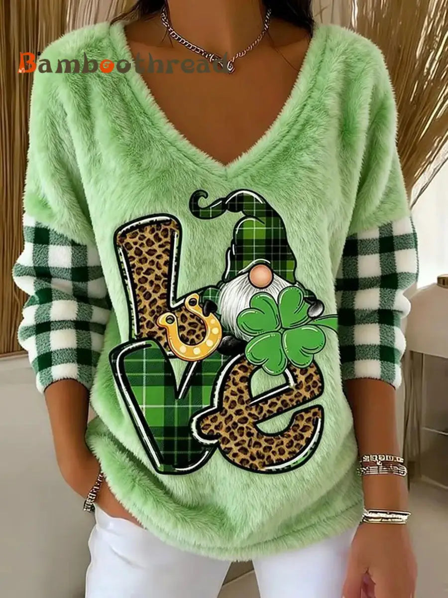 Women’s St. Patrick’s Day Printed Casual Top Green / S