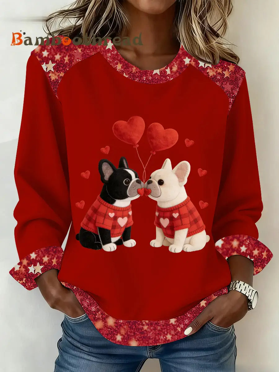Women’s Valentine’s Day Puppy Sweatshirt Red / S