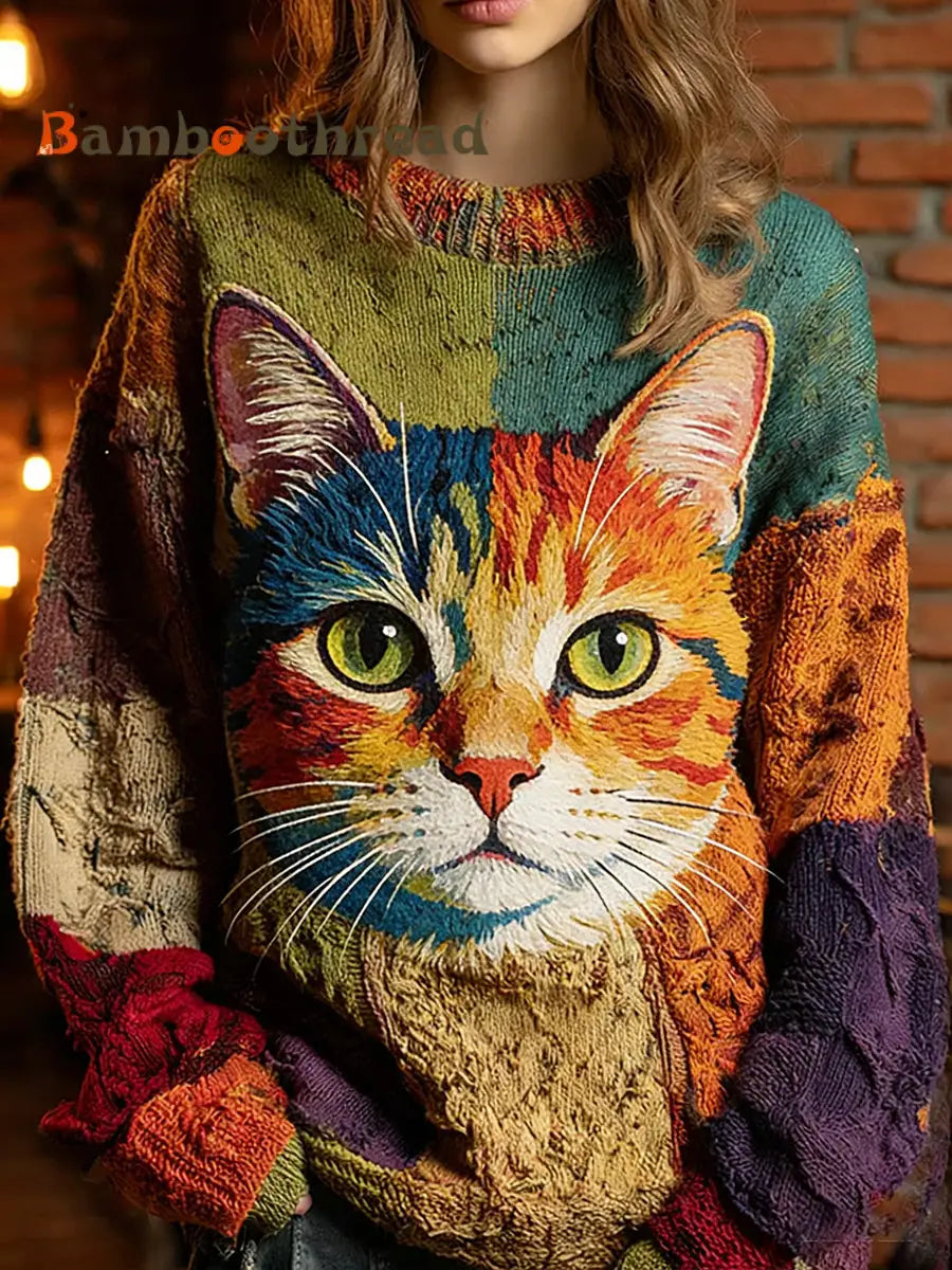 Women’s Vintage Animal Print Comfort Casual Sweater A / S