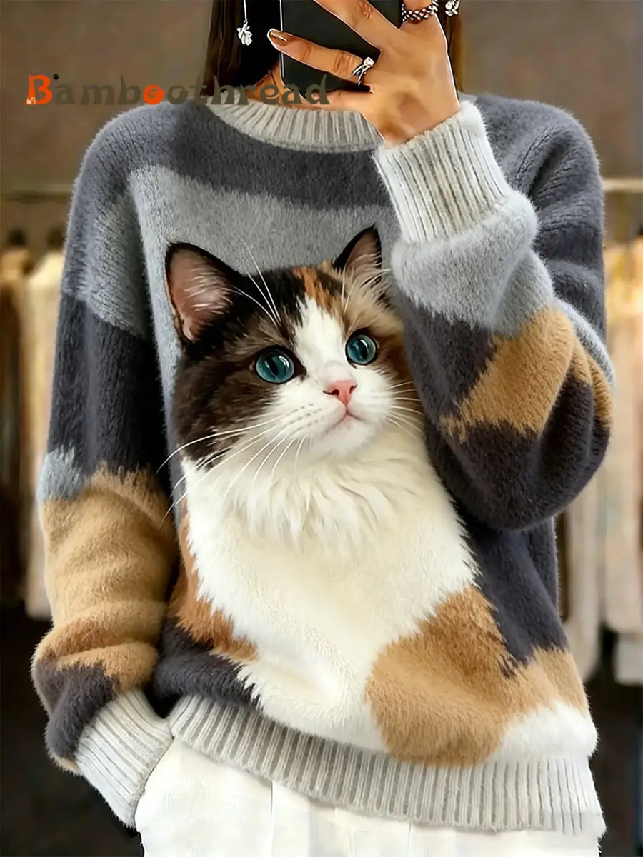 Women’s Vintage Animal Print Comfort Casual Sweater A / S