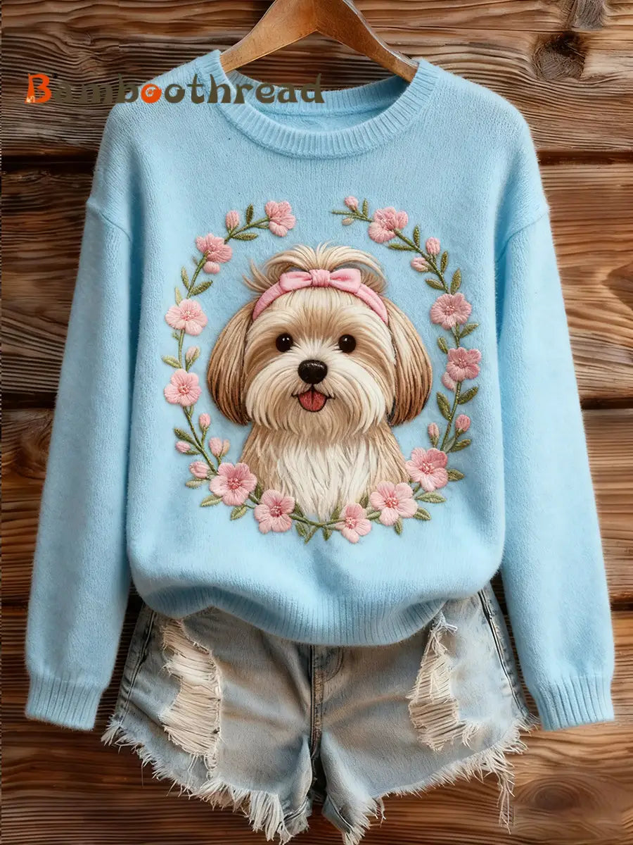 Women’s Vintage Art Animal Print Cozy Knit Sweater A / S