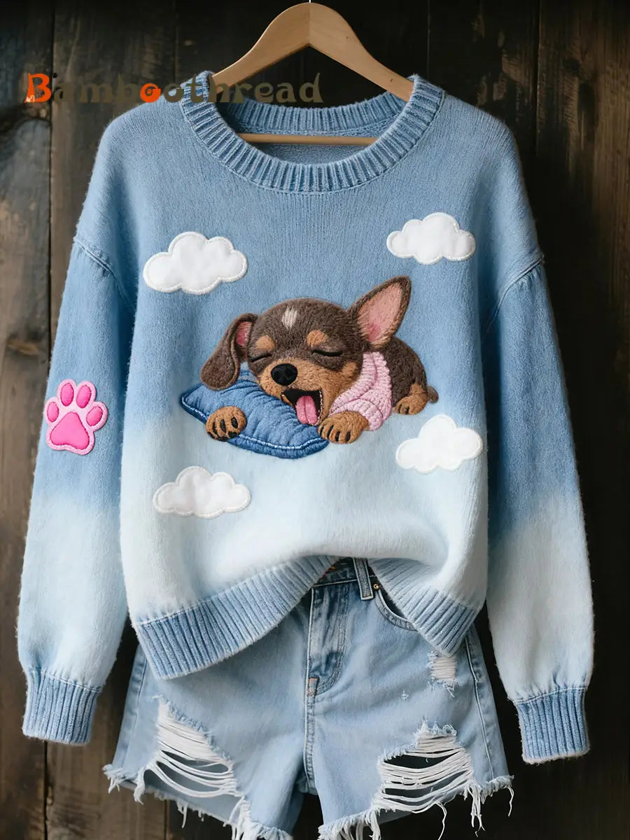 Women’s Vintage Art Animal Print Cozy Knit Sweater A / S