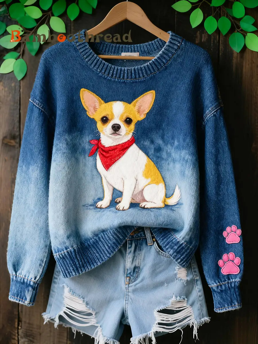 Women’s Vintage Art Animal Print Cozy Knit Sweater A / S