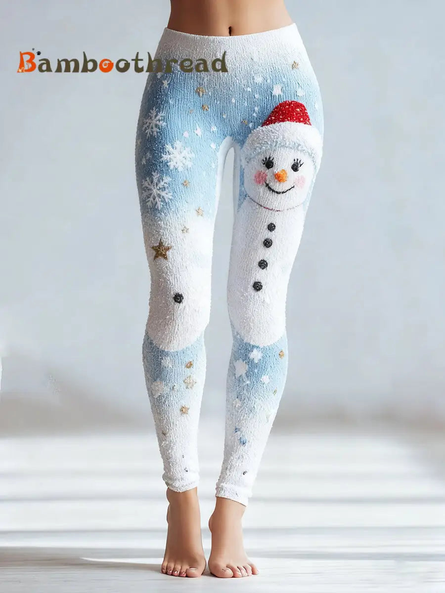 Women’s Vintage Christmas Art Knit Cozy Leggings As picture / S