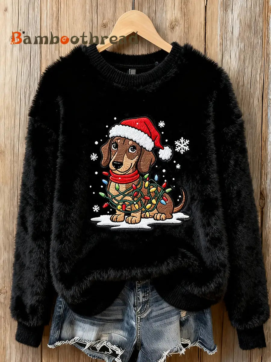 Women’s Vintage Christmas Art Print Cozy Flannel Sweatshirt C / S