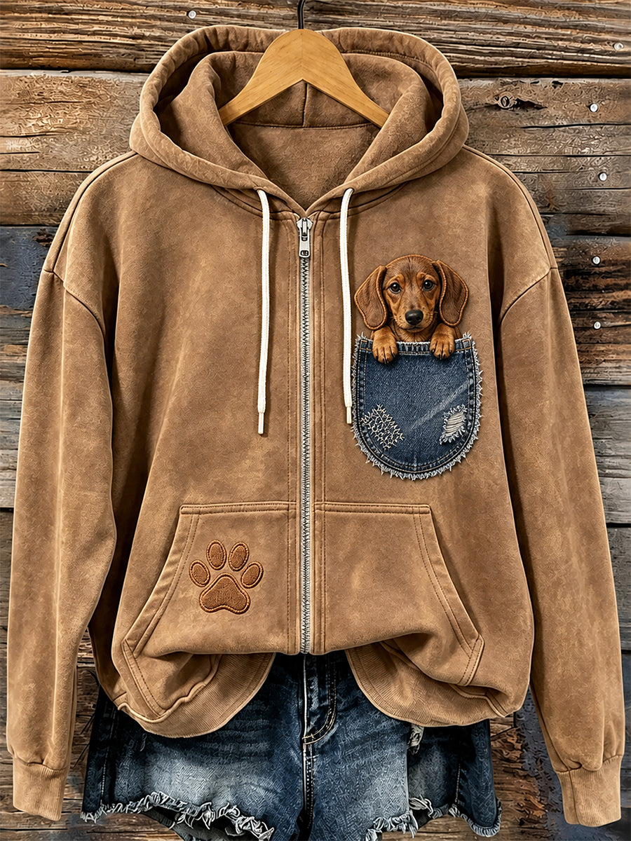 Retro Animal Print Casual Comfortable Hooded Jacket