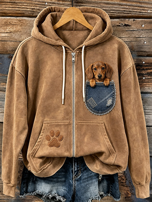 Retro Animal Print Casual Comfortable Hooded Jacket