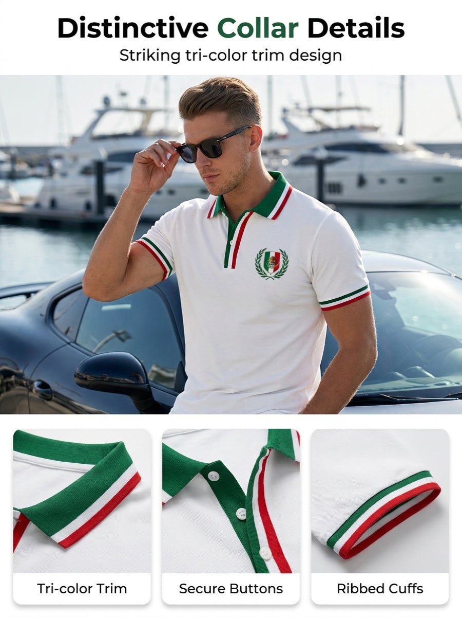Men's Polo Shirt With Mexican Aztec-Inspired Art Print