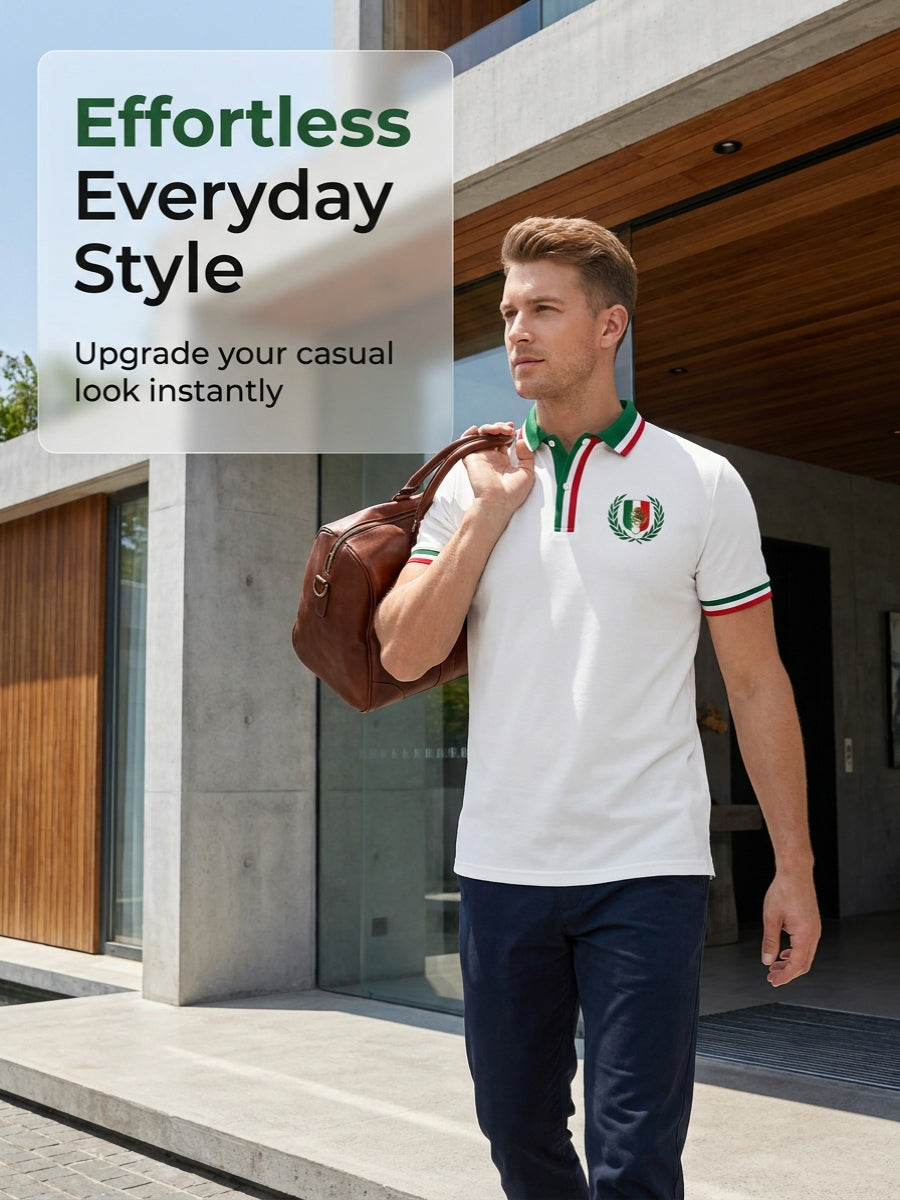 Men's Polo Shirt With Mexican Aztec-Inspired Art Print