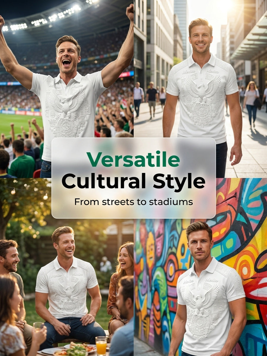 Men's Mexican Football Match Cheering Art Print Polo Shirt