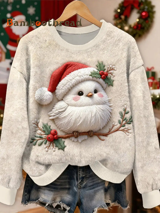 Gorgeous Christmas Bird Pattern Casual Long Sleeved Sweatshirt As picture / S
