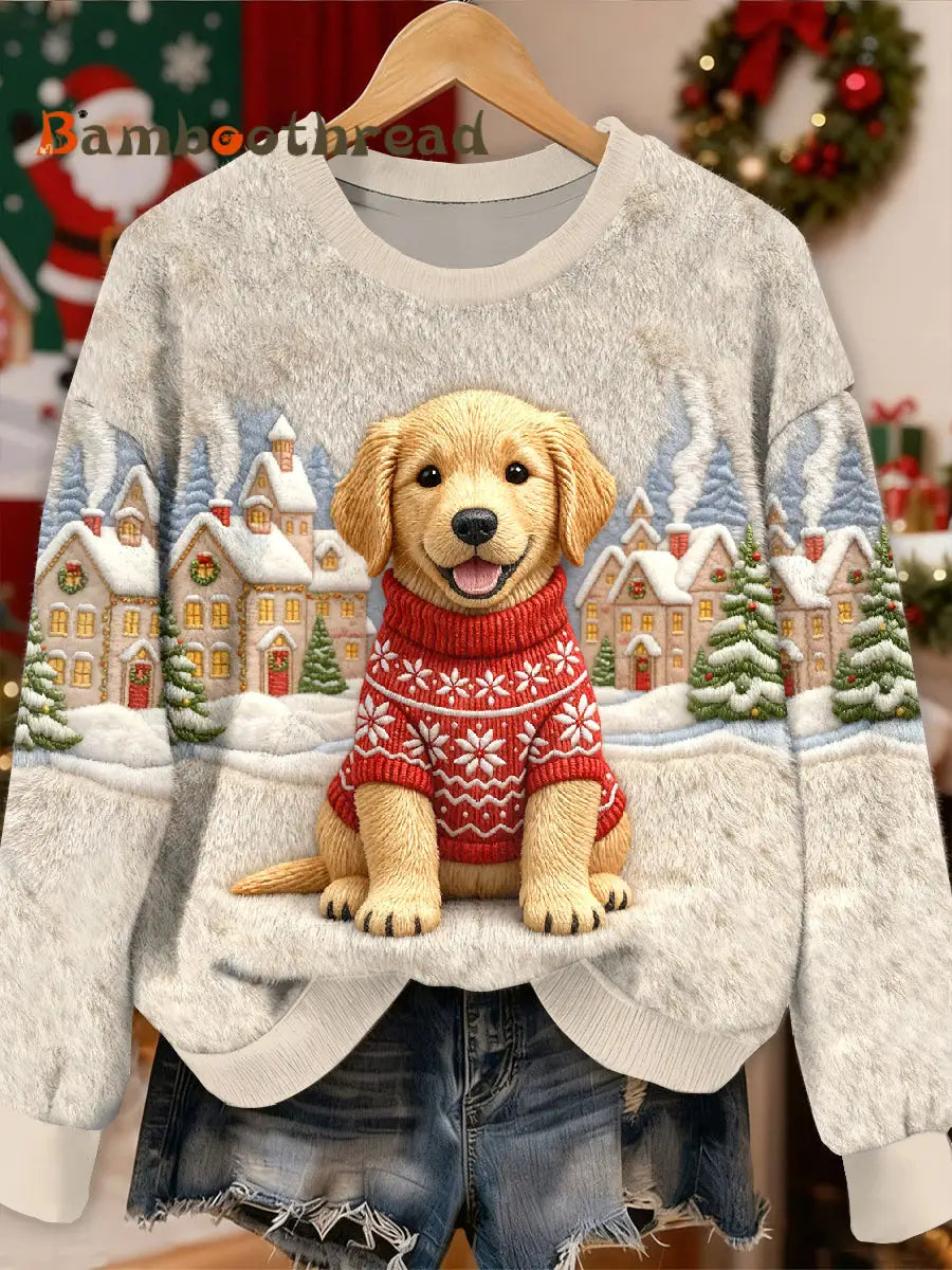 Gorgeous Christmas Dog Pattern Casual Long Sleeved Sweatshirt As picture / S