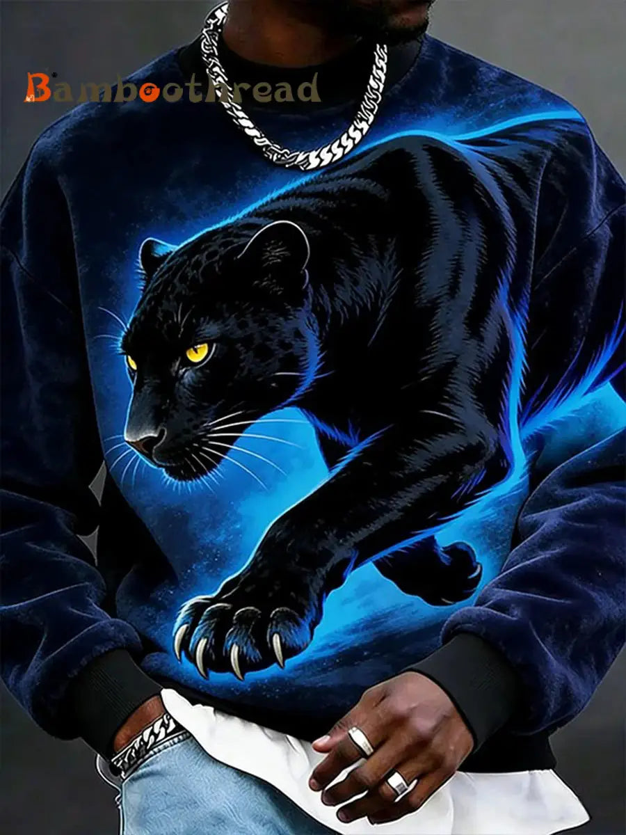 Men’s Animals Art Flannel Casual Sweatshirt As picture / S