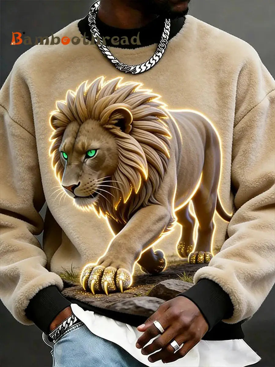 Men’s Animals Art Flannel Casual Sweatshirt As picture / S