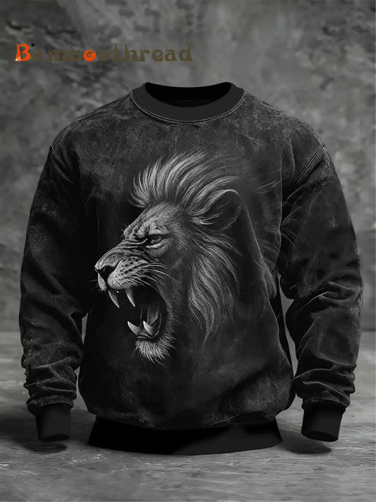 Men’s Art Lion Crew Neck Sweatshirt Black / S