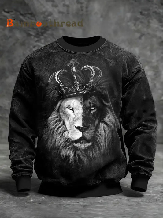 Men’s Art Lion Crew Neck Sweatshirt Black / S