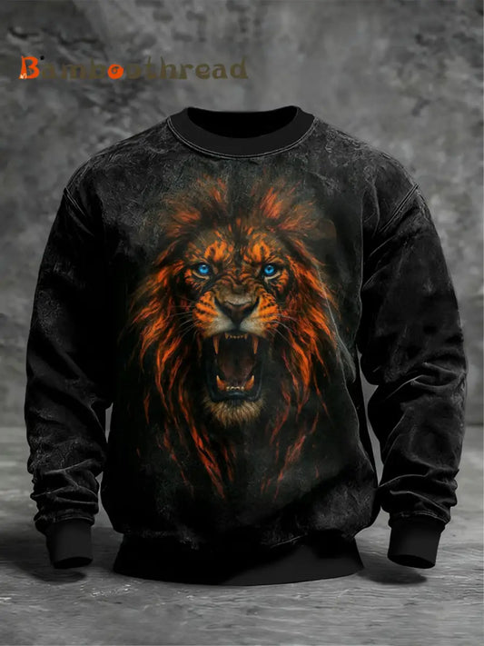 Men’s Art Lion Crew Neck Sweatshirt Black / S