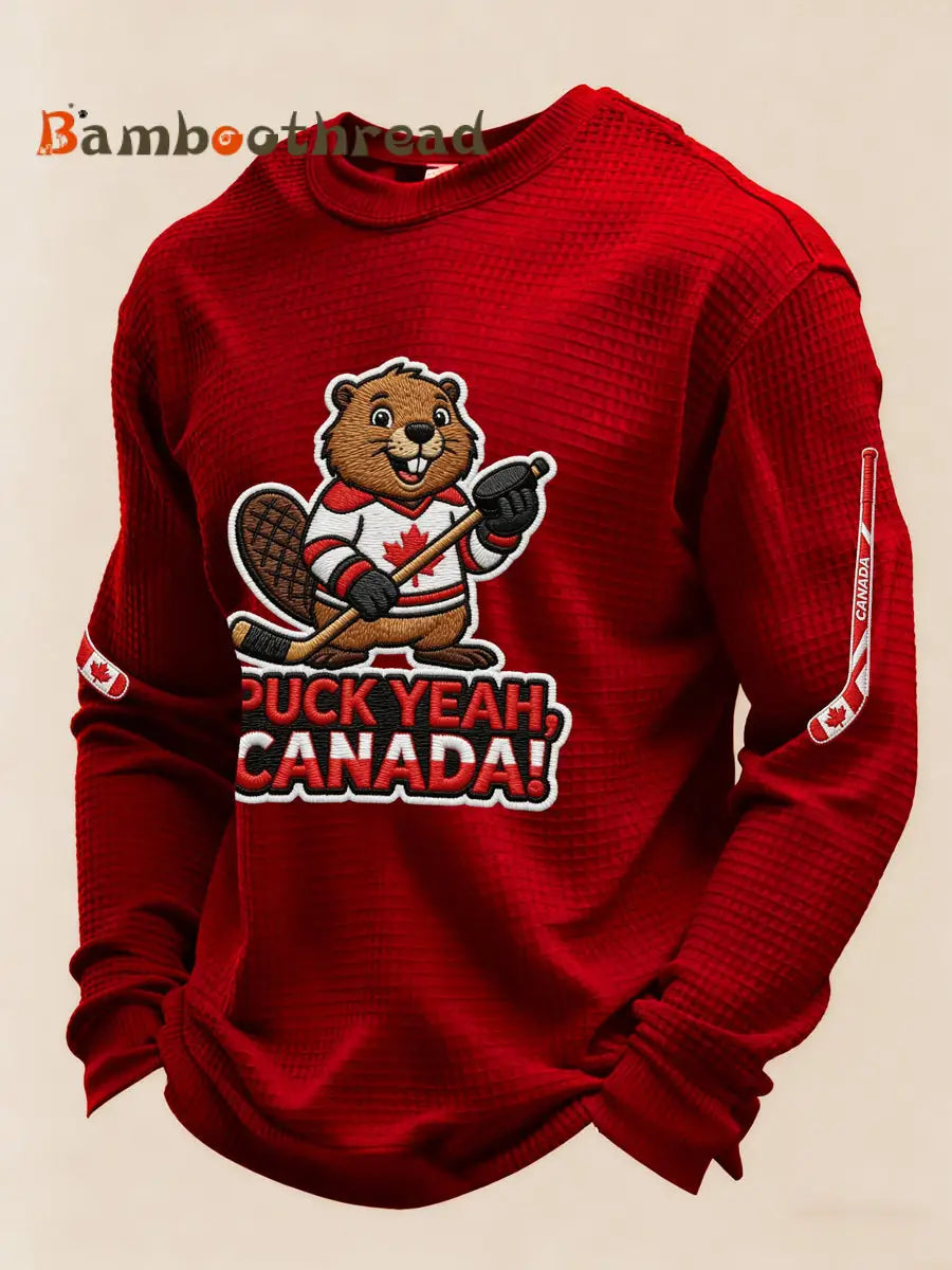 Men’s Autumn Winter Canadian Ice Hockey Print Sporty Casual Top Multicolour / S