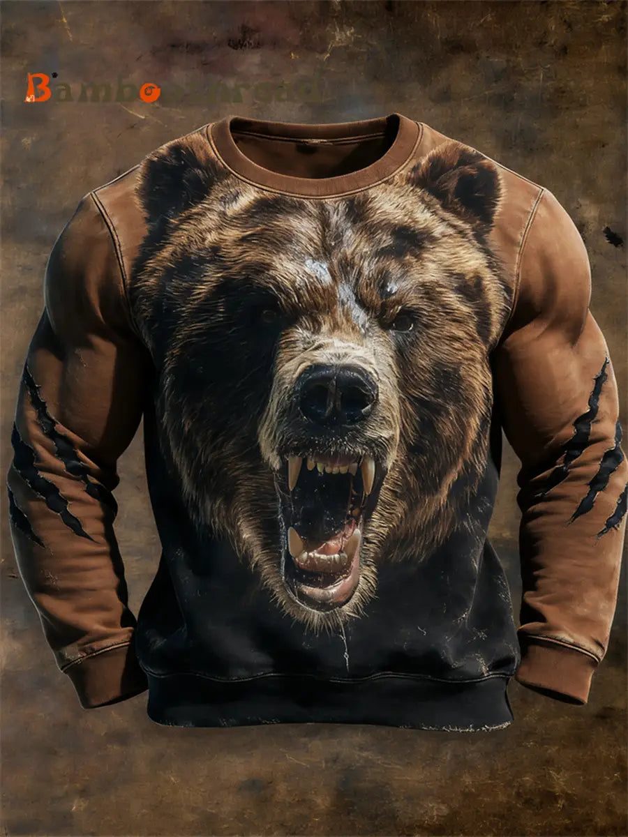 Men’s Brown Bear Crew Neck Sweatshirt As picture / S