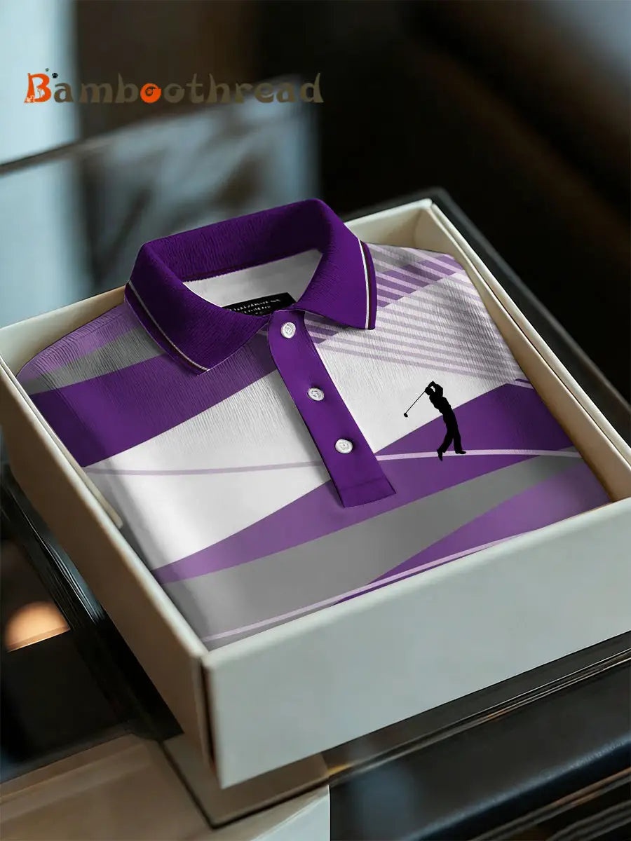 Men’s Business Style Polo Collar Casual Short Sleeved Shirt Purple / S