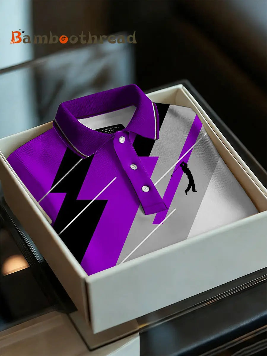 Men’s Business Style Polo Collar Casual Short Sleeved Shirt Purple / S