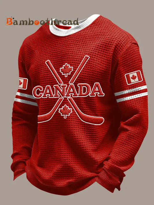 Men’s Canadian Hockey Print Casual Long-Sleeved Top Multicolour / S