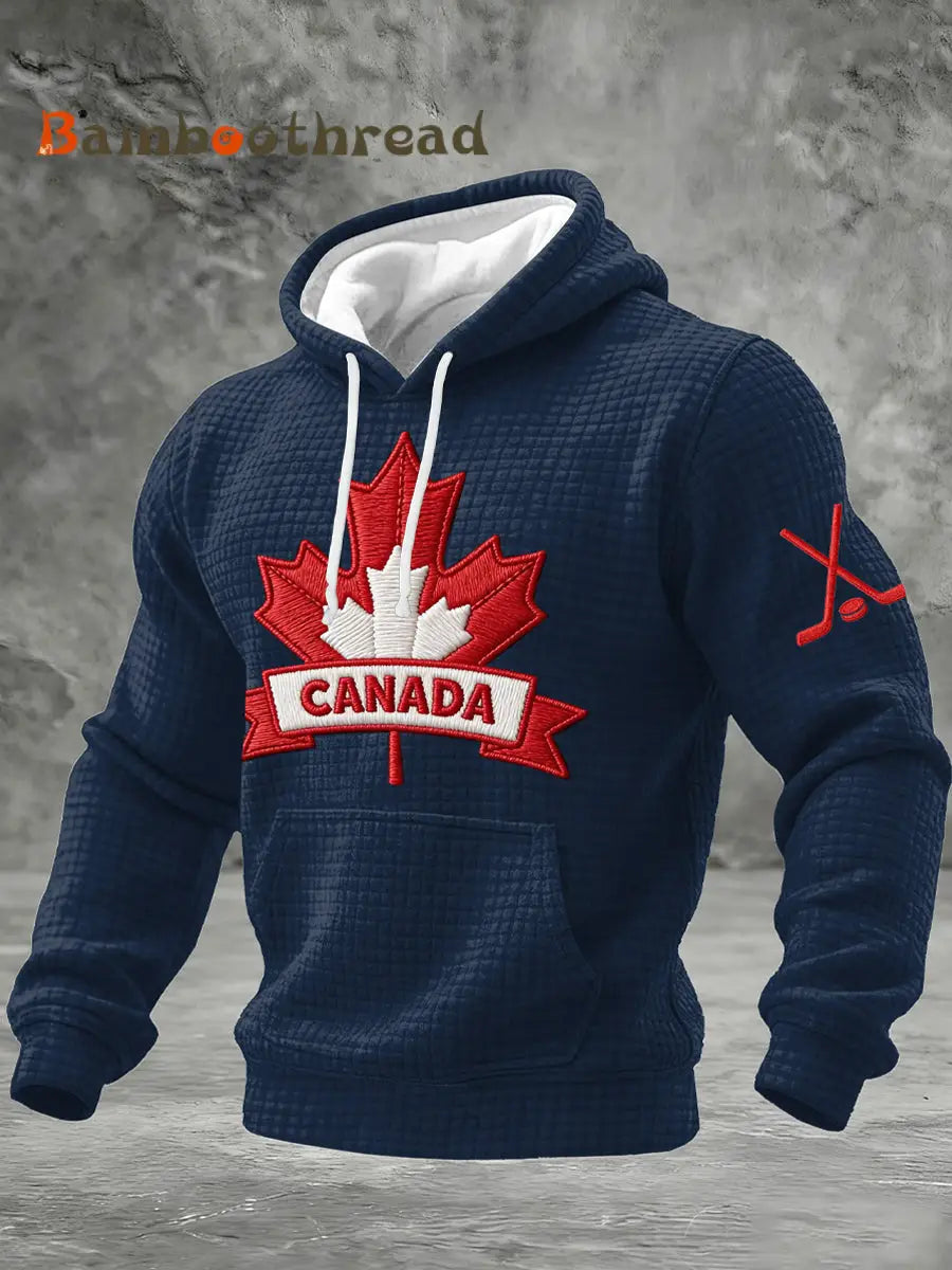 Men’S Casual Printed Hooded Sweatshirt Dark Blue / S