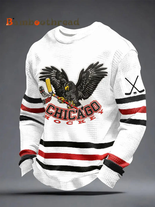Men’s Chicago Hockey 100th Anniversary Print Waffle Sweatshirt As picture / S