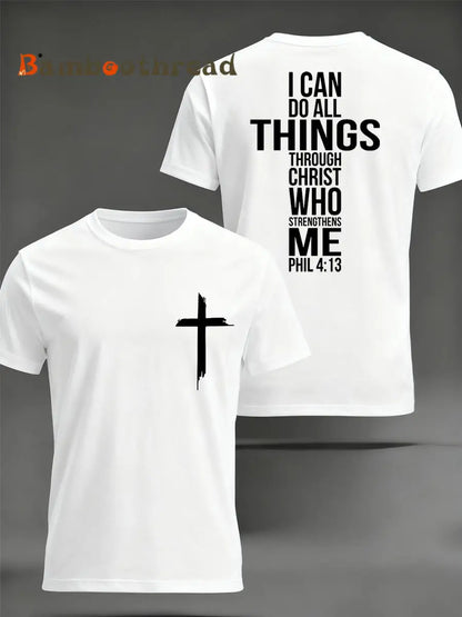 Men’s Christian Faith Philippians 4:13 Print Casual Tee White / S