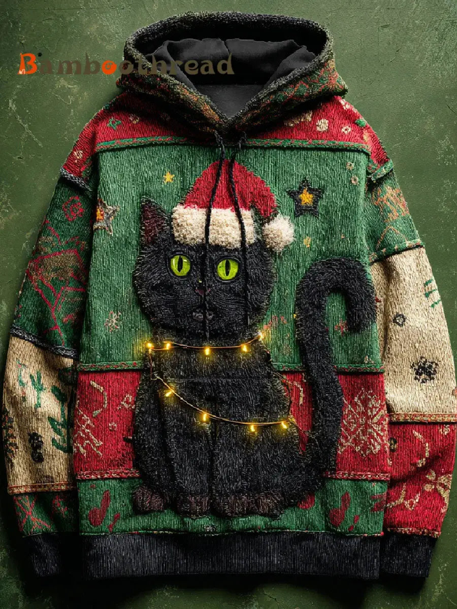 Men’s Christmas Cat Print Casual Hoodie As picture / S