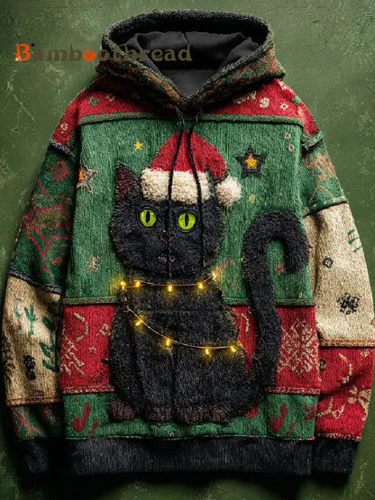 Men’s Christmas Cat Print Casual Hoodie As picture / S