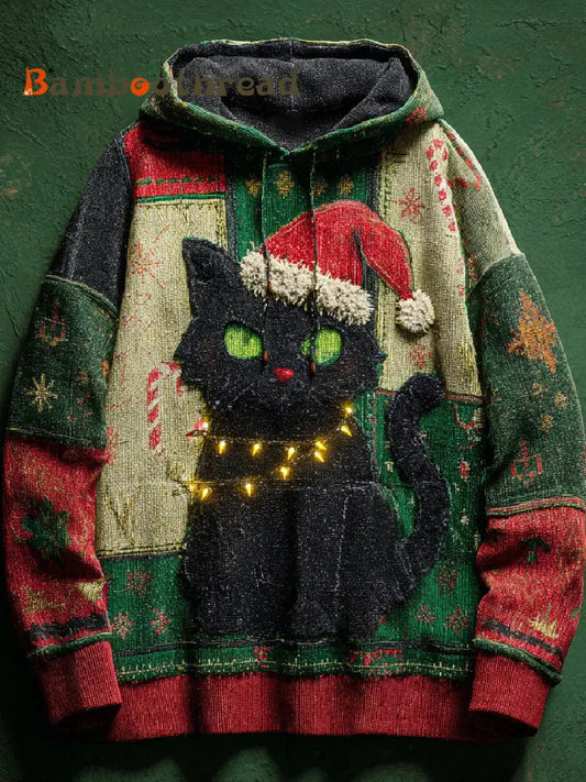 Men’s Christmas Cat Print Casual Hoodie As picture / S