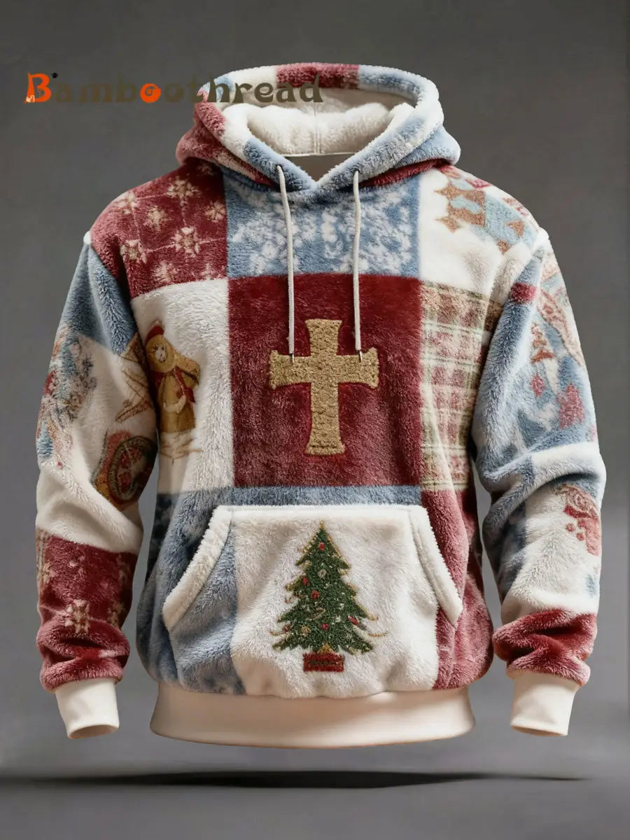 Men’s Christmas Cross Print Casual Hoodie As picture / S
