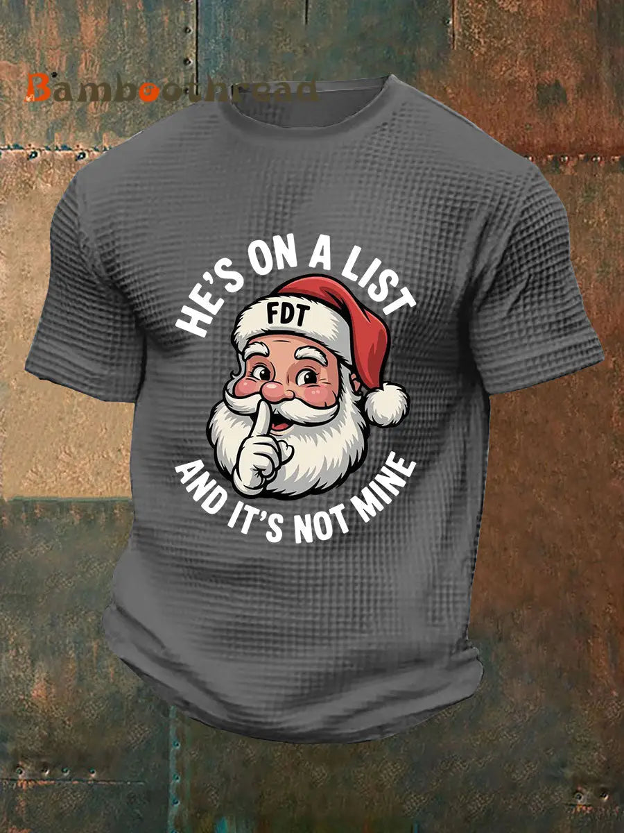Men’s Christmas FDT Waffle Print Casual T-Shirt Light Gray / S