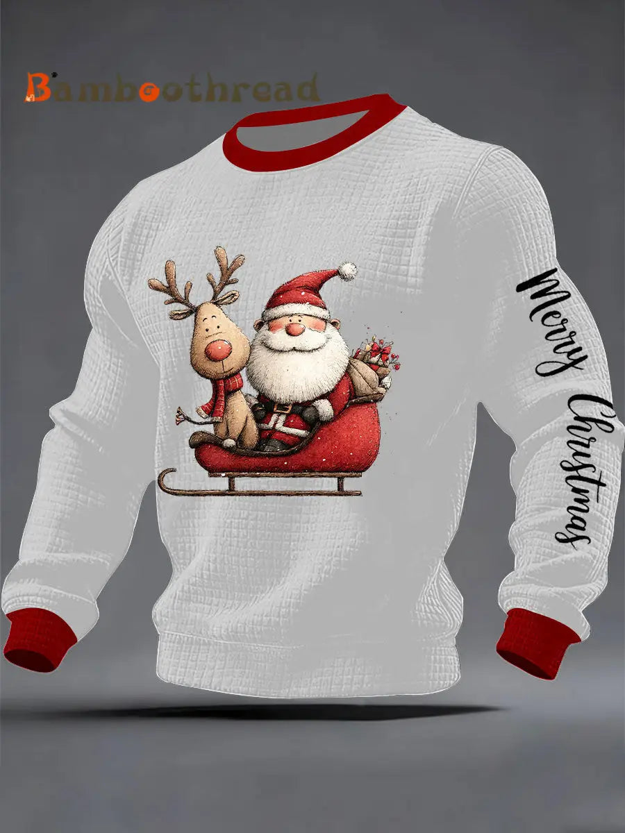 Men’s Christmas Print Casual Sweatshirt White / S