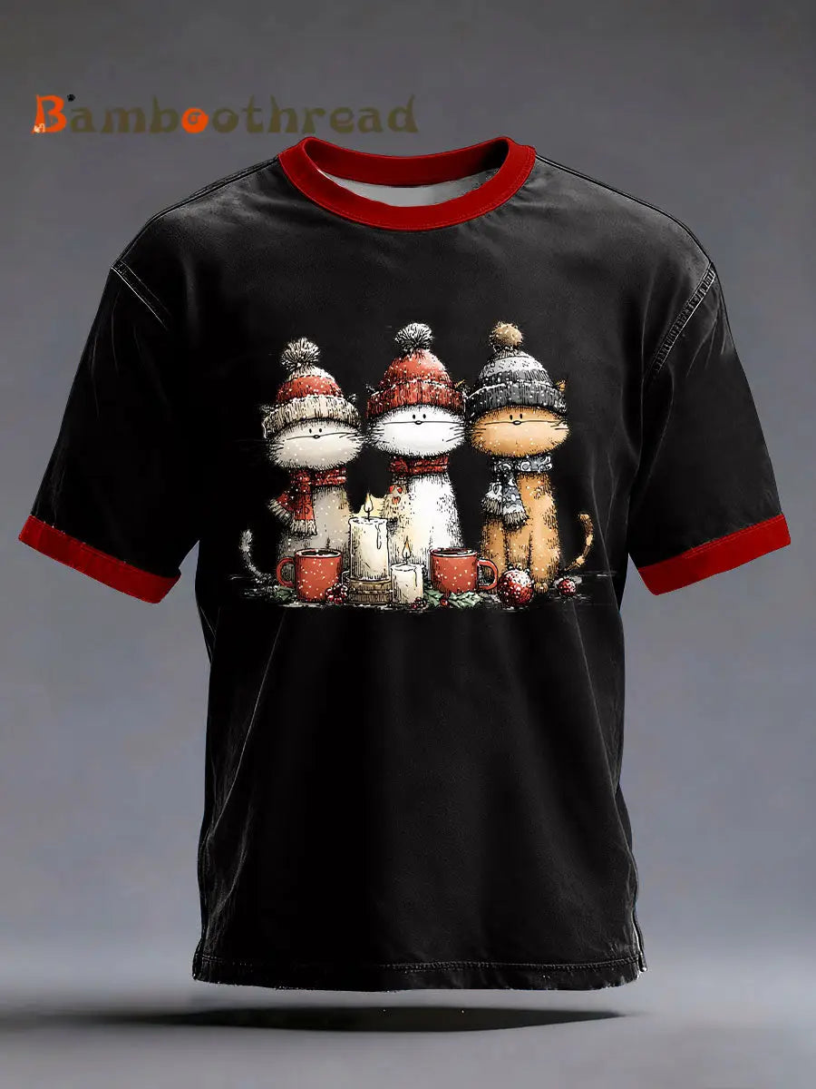 Men’s Christmas Printed Casual T-shirt Black / S