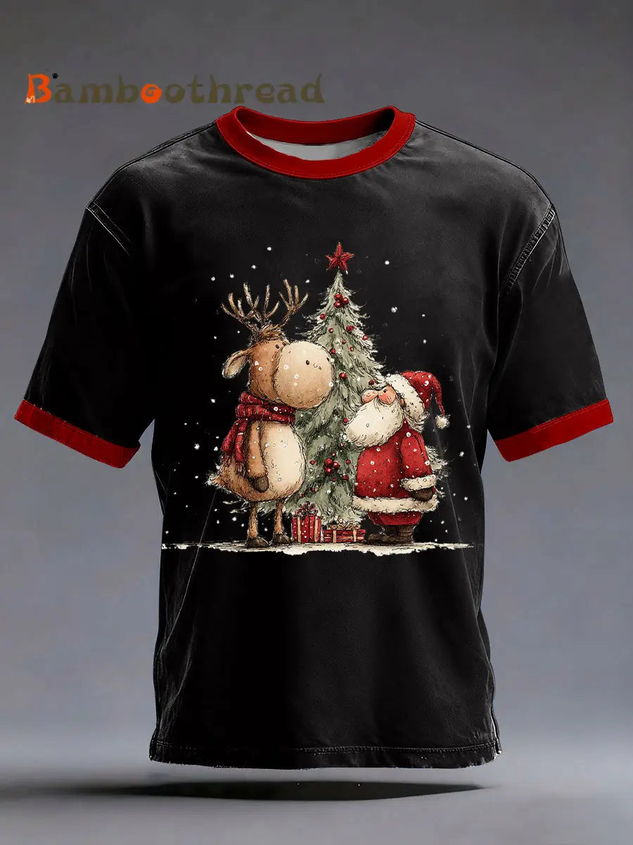 Men’s Christmas Printed Casual T-shirt Black / S