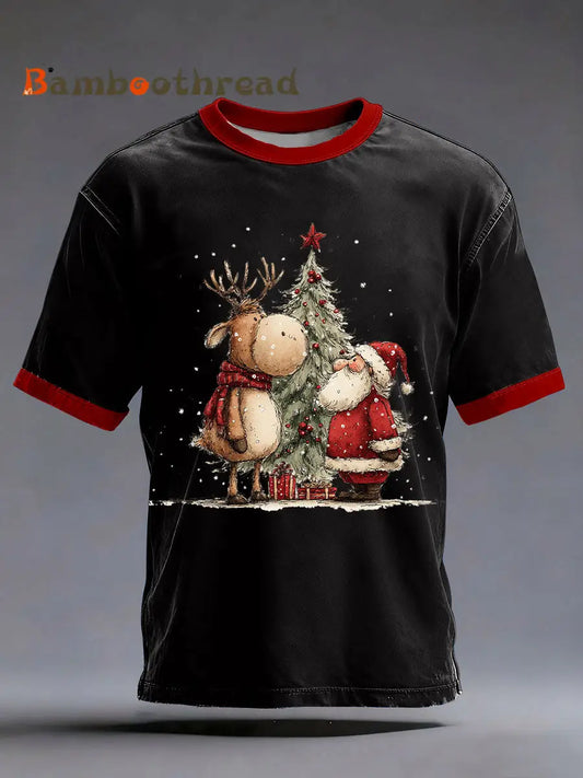 Men’s Christmas Printed Casual T-shirt Black / S