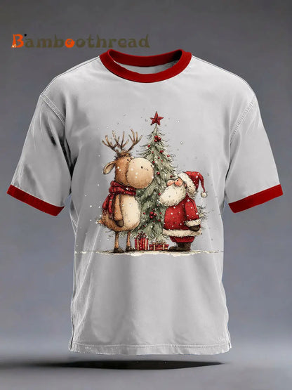 Men’s Christmas Printed Casual T-shirt White / S