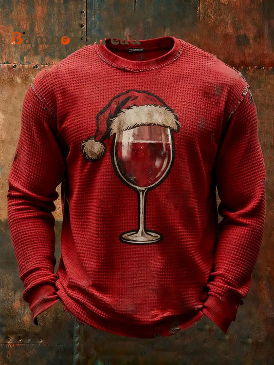 Men’s Christmas Waffle Casual T-Shirt Red / S