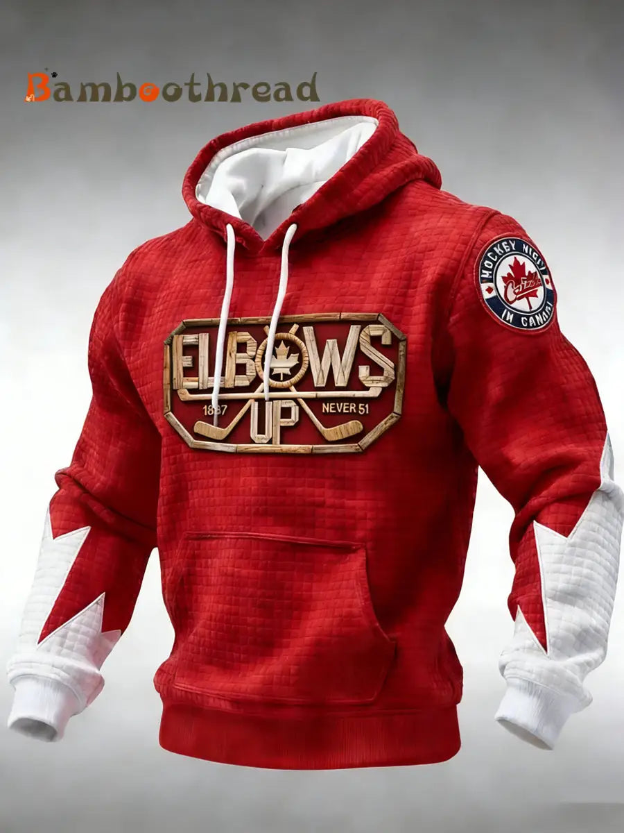 Men’s Elbows Up Canadian Hockey Hoodie Red / S